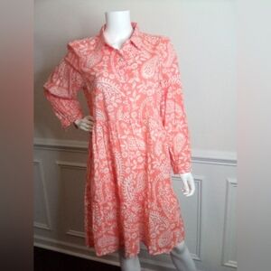 Ro's Garden dress In Orange & White , Size Large
